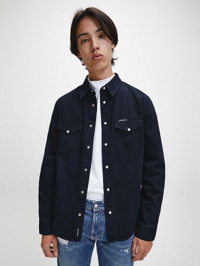 Calvin Klein Ruhák HU219663 | Calvin Klein Denim Férfi Ing Kék / Fekete